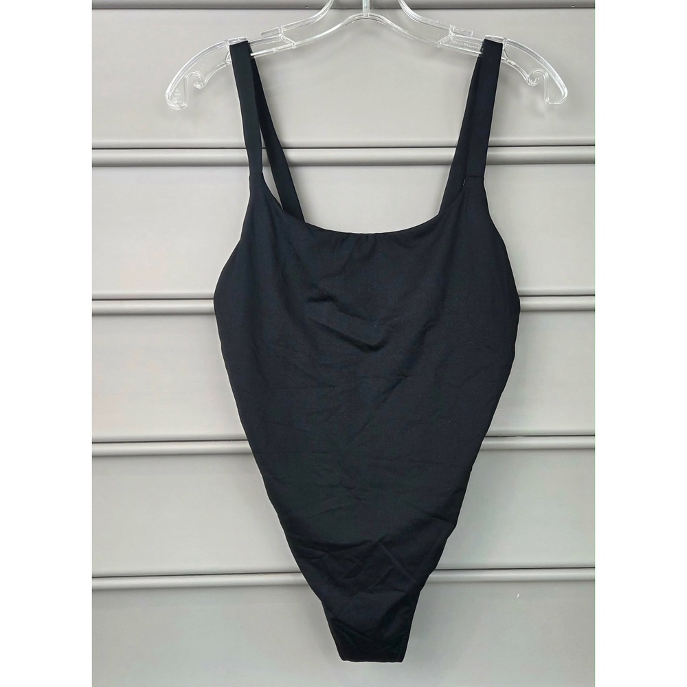 Athleta Black Scoop Neck One Piece Swimsuit Adjustable Straps Size Small Tall